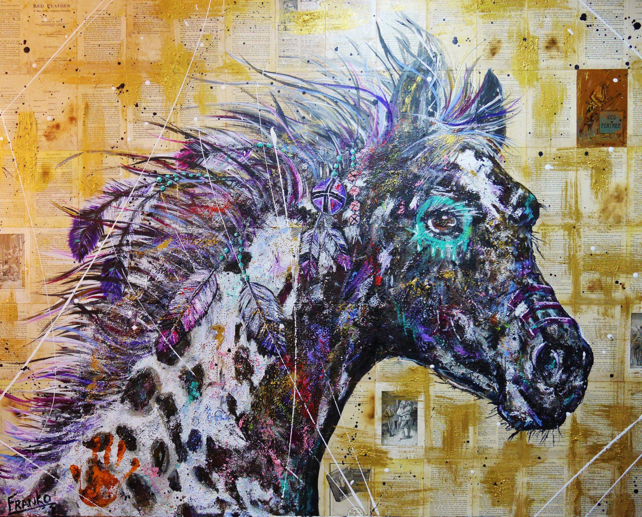 Be Inspired! Book Club Horse (SOLD)-book club-[Franko_Artist]-[Australian_artist]-[Gold_Coast]-[Brisbane]-[modern]-[contemporary]-[original]-[Large_artwork]-Franklin Art Studio