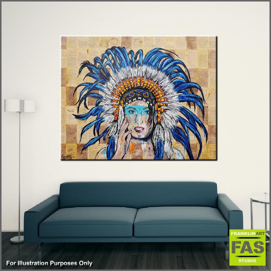 Be Inspired! Book Club Indian Chief Teal (SOLD)-book club-[Franko_Artist]-[The_Block]-[Dream_Homes]-[ideas]- [Grand_Designs]-Franklin Art Studio