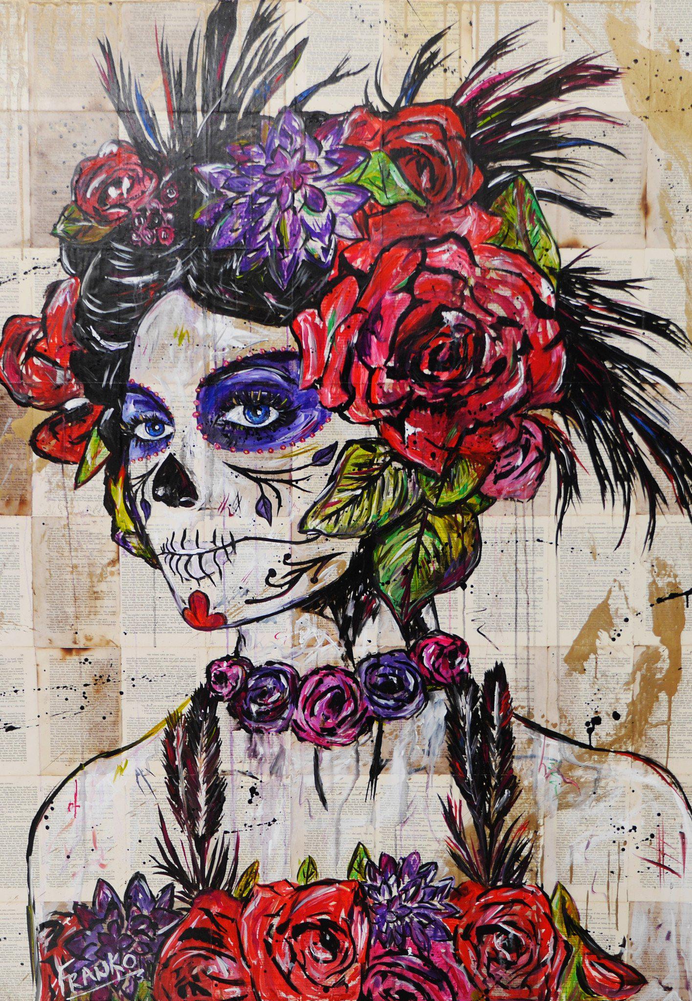 Be Inspired! Book Club Mexican Sugar Bride (SOLD)-book club-[Franko_Artist]-[Australian_artist]-[Gold_Coast]-[Brisbane]-[modern]-[contemporary]-[original]-[Large_artwork]-Franklin Art Studio