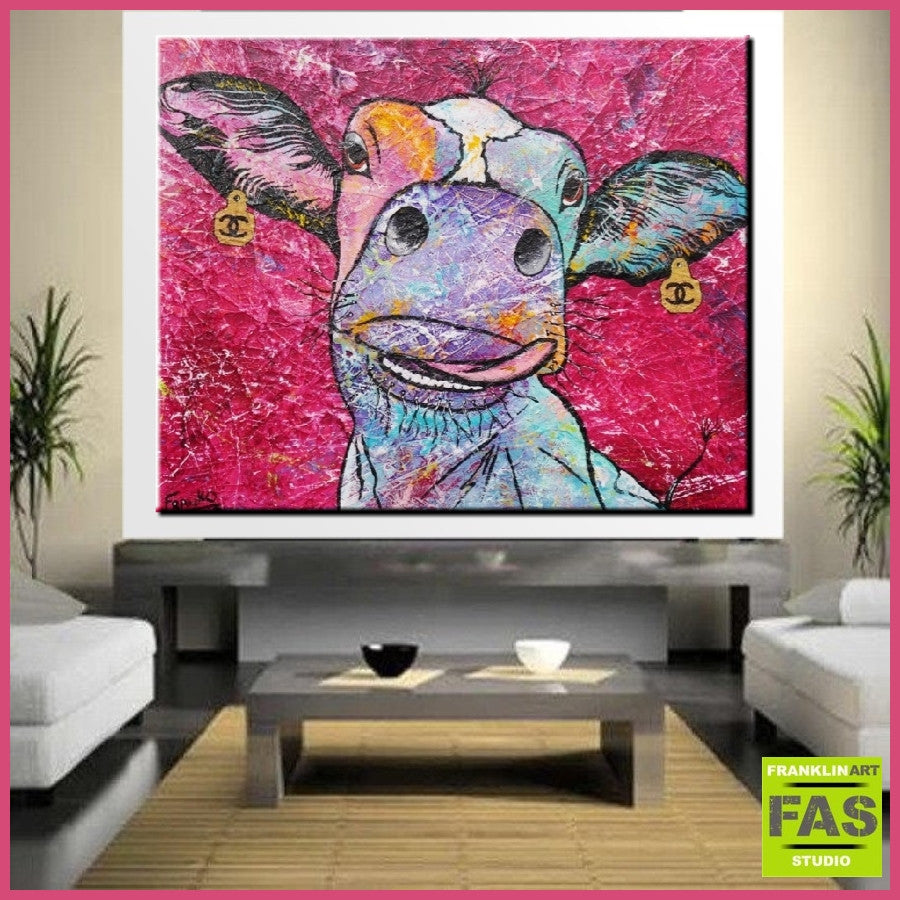 Be Inspired! Pink Cow (SOLD)-abstract realism-[Franko_Artist]-[Australian_artist]-[Gold_Coast]-[Brisbane]-[modern]-[contemporary]-[original]-[Large_artwork]-[The_Block]-[Dream_Homes]-[ideas]-[Grand_Designs]-[Art_Lover]-Franklin Art Studio