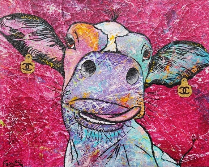 Be Inspired! Pink Cow (SOLD)-abstract realism-[Franko_Artist]-[Australian_artist]-[Gold_Coast]-[Brisbane]-[modern]-[contemporary]-[original]-[Large_artwork]-Franklin Art Studio
