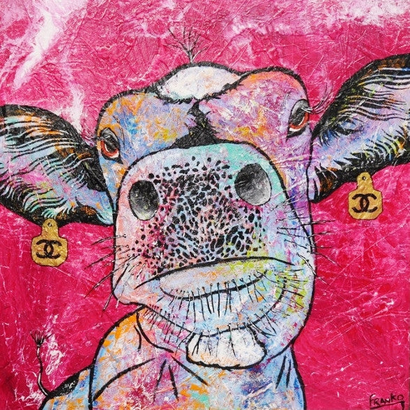 Be Inspired! Pink Cow Udderly (SOLD)-people-[Franko_Artist]-[Australian_artist]-[Gold_Coast]-[Brisbane]-[modern]-[contemporary]-[original]-[Large_artwork]-Franklin Art Studio