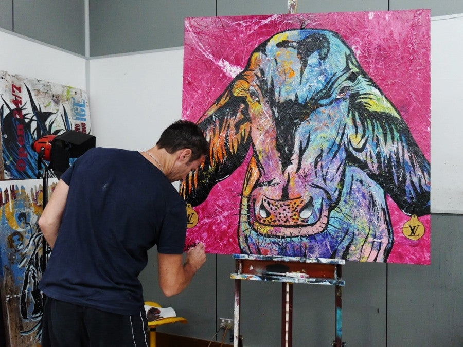 Be Inspired! Pink Droughtmaster Cow (SOLD)-people-[Franko_Artist]-[The_Block]-[Dream_Homes]-[ideas]- [Grand_Designs]-Franklin Art Studio