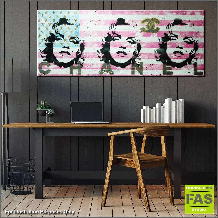 Be Inspired! Urban Pop American Flag Marilyn Monroe (SOLD)-urban pop-[Franko_Artist]-[Australian_artist]-[Gold_Coast]-[Brisbane]-[modern]-[contemporary]-[original]-[Large_artwork]-[The_Block]-[Dream_Homes]-[ideas]-[Grand_Designs]-[Art_Lover]-Franklin Art Studio