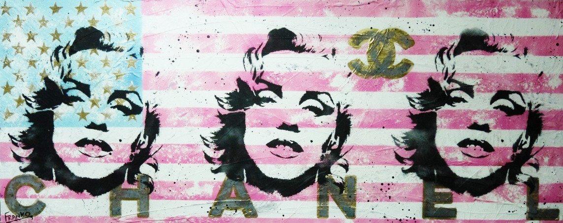 Be Inspired! Urban Pop American Flag Marilyn Monroe (SOLD)-urban pop-[Franko_Artist]-[Australian_artist]-[Gold_Coast]-[Brisbane]-[modern]-[contemporary]-[original]-[Large_artwork]-Franklin Art Studio