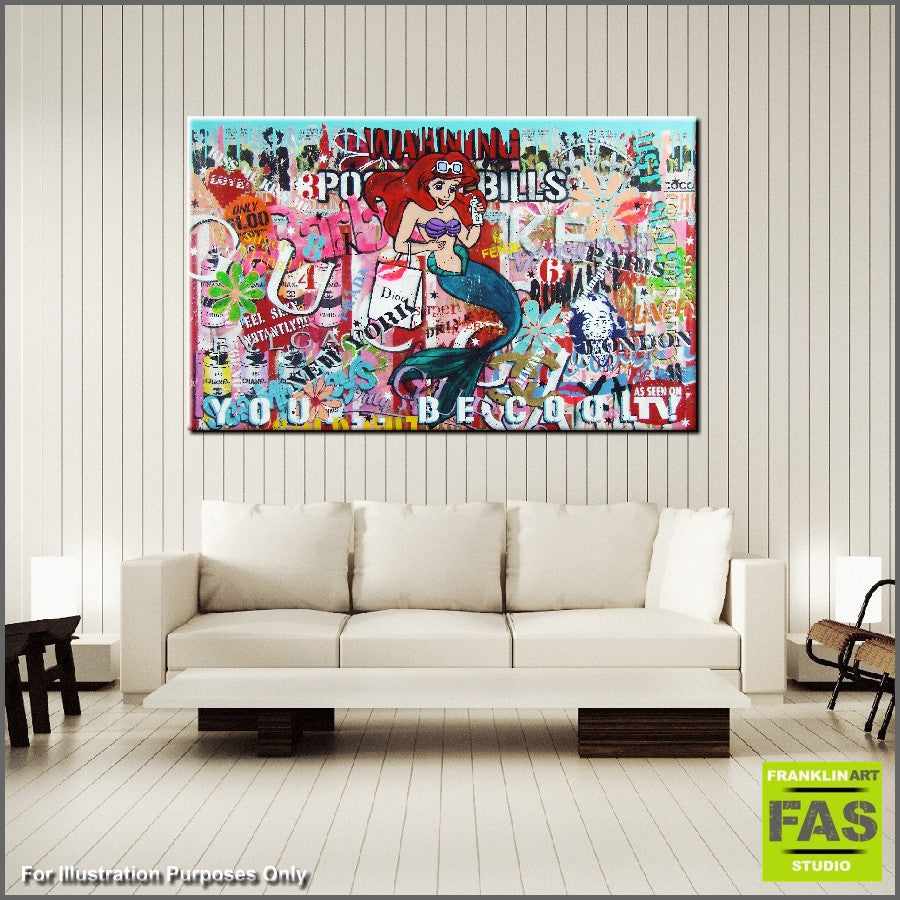 Be Inspired! Urban Pop Ariel The Little Mermaid (SOLD)-urban pop-[Franko_Artist]-[The_Block]-[Dream_Homes]-[ideas]- [Grand_Designs]-Franklin Art Studio