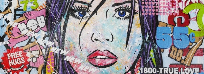 Be Inspired! Urban Pop Art Beautiful Woman (SOLD)-urban pop-[Franko_Artist]-[Australian_artist]-[Gold_Coast]-[Brisbane]-[modern]-[contemporary]-[original]-[Large_artwork]-Franklin Art Studio