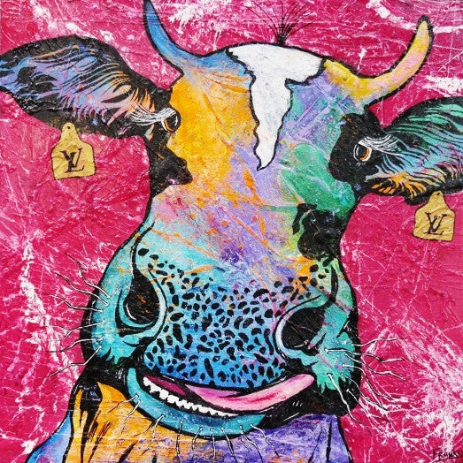 Be Inspired! Urban Pop Art Cow (SOLD)-Animals-[Franko_Artist]-[Australian_artist]-[Gold_Coast]-[Brisbane]-[modern]-[contemporary]-[original]-[Large_artwork]-Franklin Art Studio