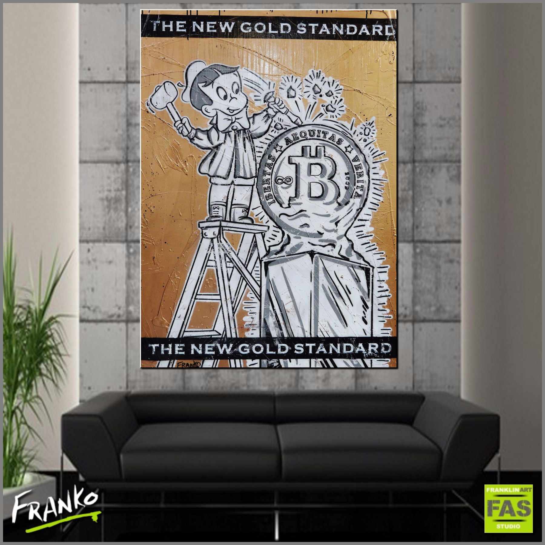 Be Inspired! Urban Pop Art Richie Rich Bitcoin (SOLD)-bitcoin themed-[Franko_Artist]-[Australian_artist]-[Gold_Coast]-[Brisbane]-[modern]-[contemporary]-[original]-[Large_artwork]-[The_Block]-[Dream_Homes]-[ideas]-[Grand_Designs]-[Art_Lover]-Franklin Art Studio