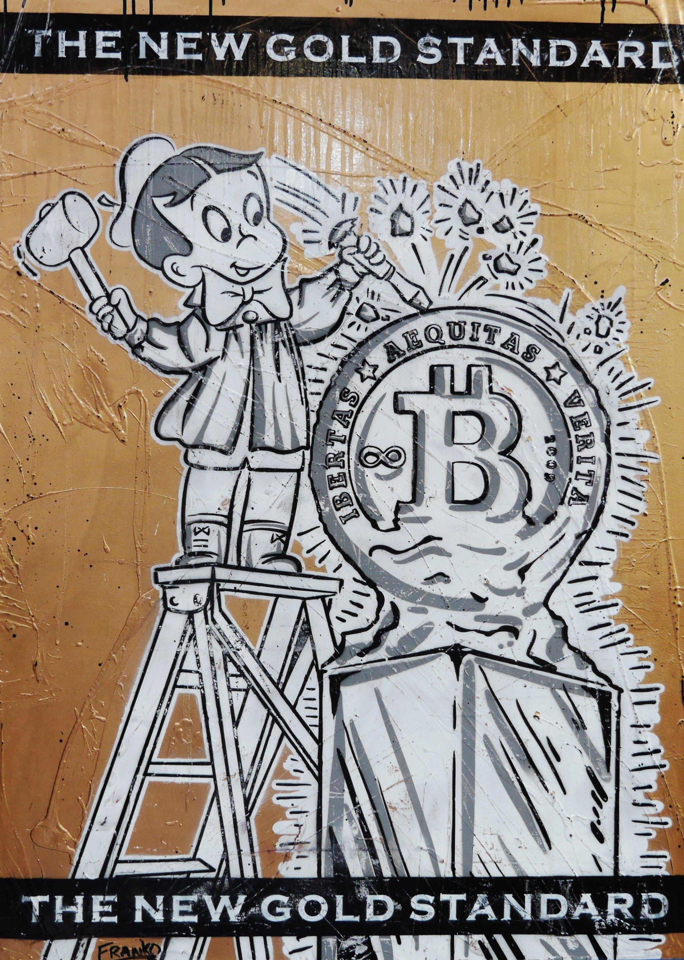 Be Inspired! Urban Pop Art Richie Rich Bitcoin (SOLD)-bitcoin themed-[Franko_Artist]-[Australian_artist]-[Gold_Coast]-[Brisbane]-[modern]-[contemporary]-[original]-[Large_artwork]-Franklin Art Studio