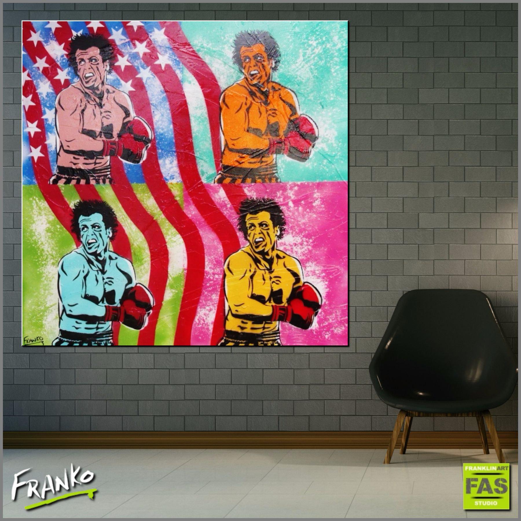 Be Inspired! Urban Pop Art Rocky Balboa (SOLD)-urban pop-[Franko_Artist]-[Australian_artist]-[Gold_Coast]-[Brisbane]-[modern]-[contemporary]-[original]-[Large_artwork]-[The_Block]-[Dream_Homes]-[ideas]-[Grand_Designs]-[Art_Lover]-Franklin Art Studio