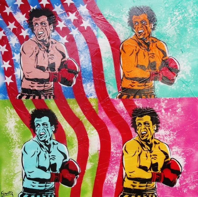 Be Inspired! Urban Pop Art Rocky Balboa (SOLD)-urban pop-[Franko_Artist]-[Australian_artist]-[Gold_Coast]-[Brisbane]-[modern]-[contemporary]-[original]-[Large_artwork]-Franklin Art Studio