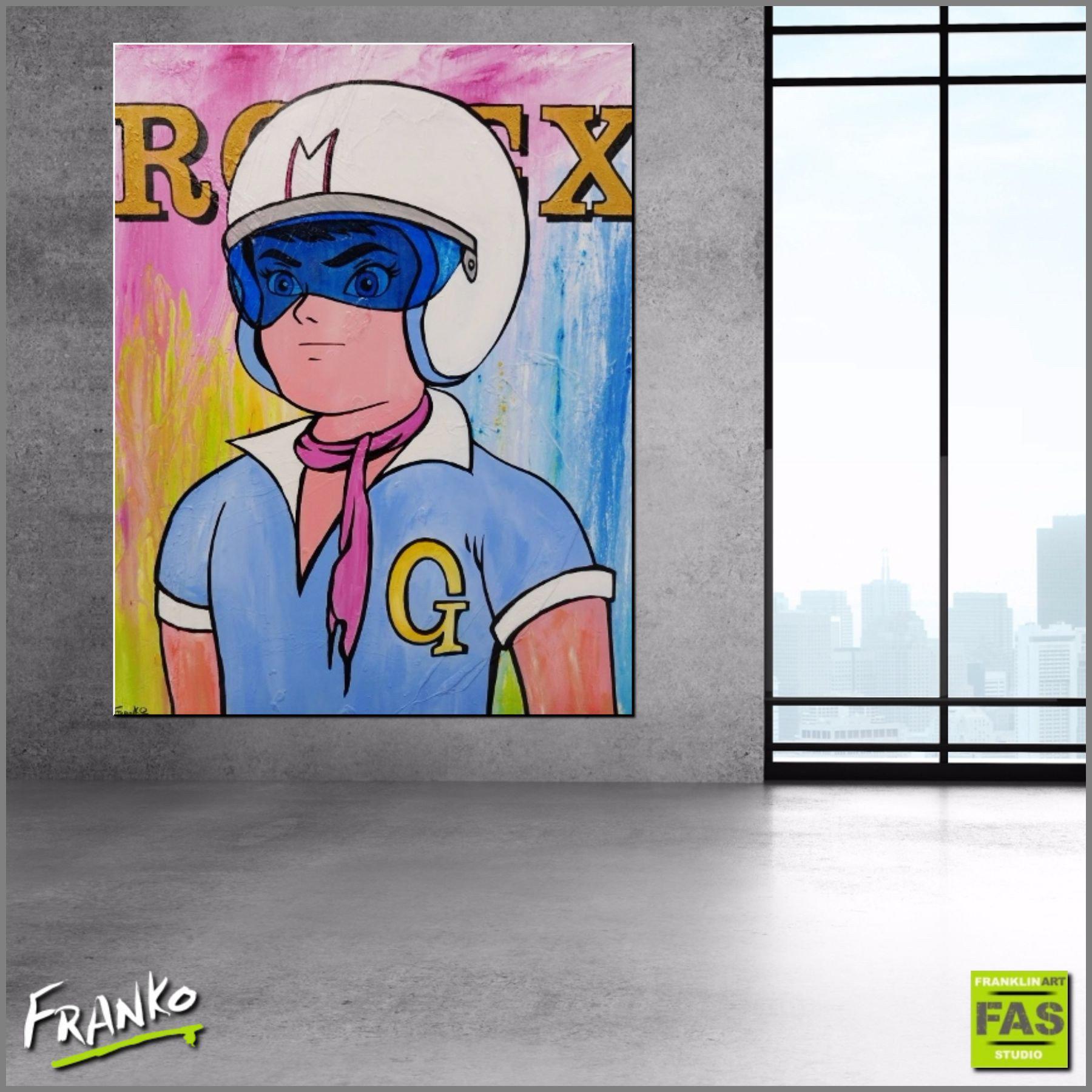 Be Inspired! Urban Pop Art Speed Racer (SOLD)-urban pop-[Franko_Artist]-[Australian_artist]-[Gold_Coast]-[Brisbane]-[modern]-[contemporary]-[original]-[Large_artwork]-[The_Block]-[Dream_Homes]-[ideas]-[Grand_Designs]-[Art_Lover]-Franklin Art Studio