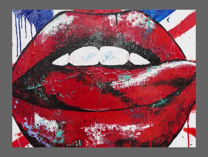 Be Inspired! Urban Pop British Lips Tongue (SOLD)-urban pop-[Franko_Artist]-[The_Block]-[Dream_Homes]-[ideas]- [Grand_Designs]-Franklin Art Studio