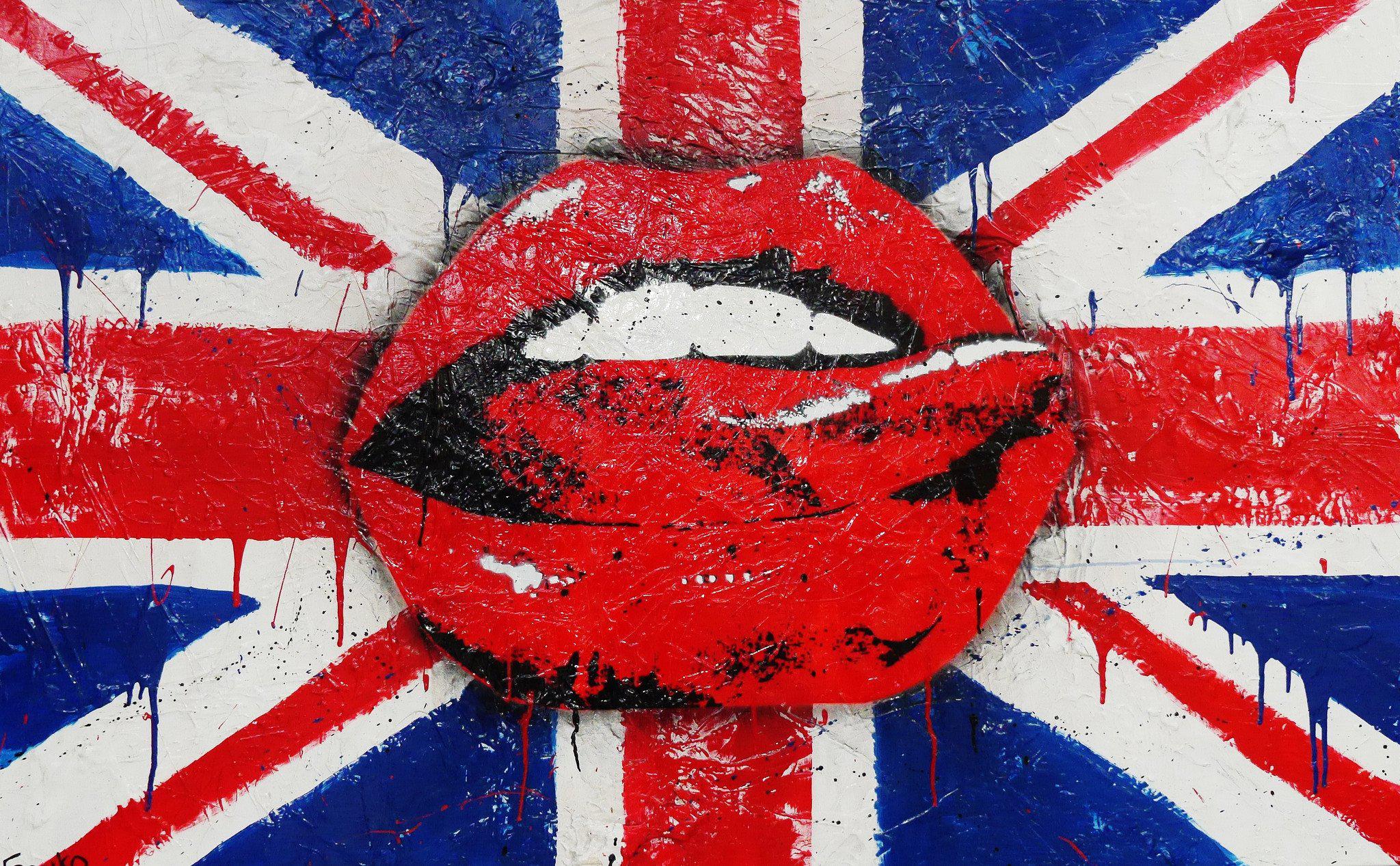 Be Inspired! Urban Pop British Lips Tongue (SOLD)-urban pop-[Franko_Artist]-[Australian_artist]-[Gold_Coast]-[Brisbane]-[modern]-[contemporary]-[original]-[Large_artwork]-Franklin Art Studio