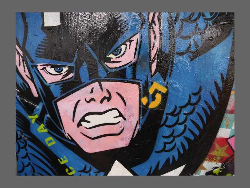 Be Inspired! Urban Pop Captain America (SOLD)-urban pop-[Franko_Artist]-[The_Block]-[Dream_Homes]-[ideas]-[Grand_Designs]-[Art_Lover]-Franklin Art Studio