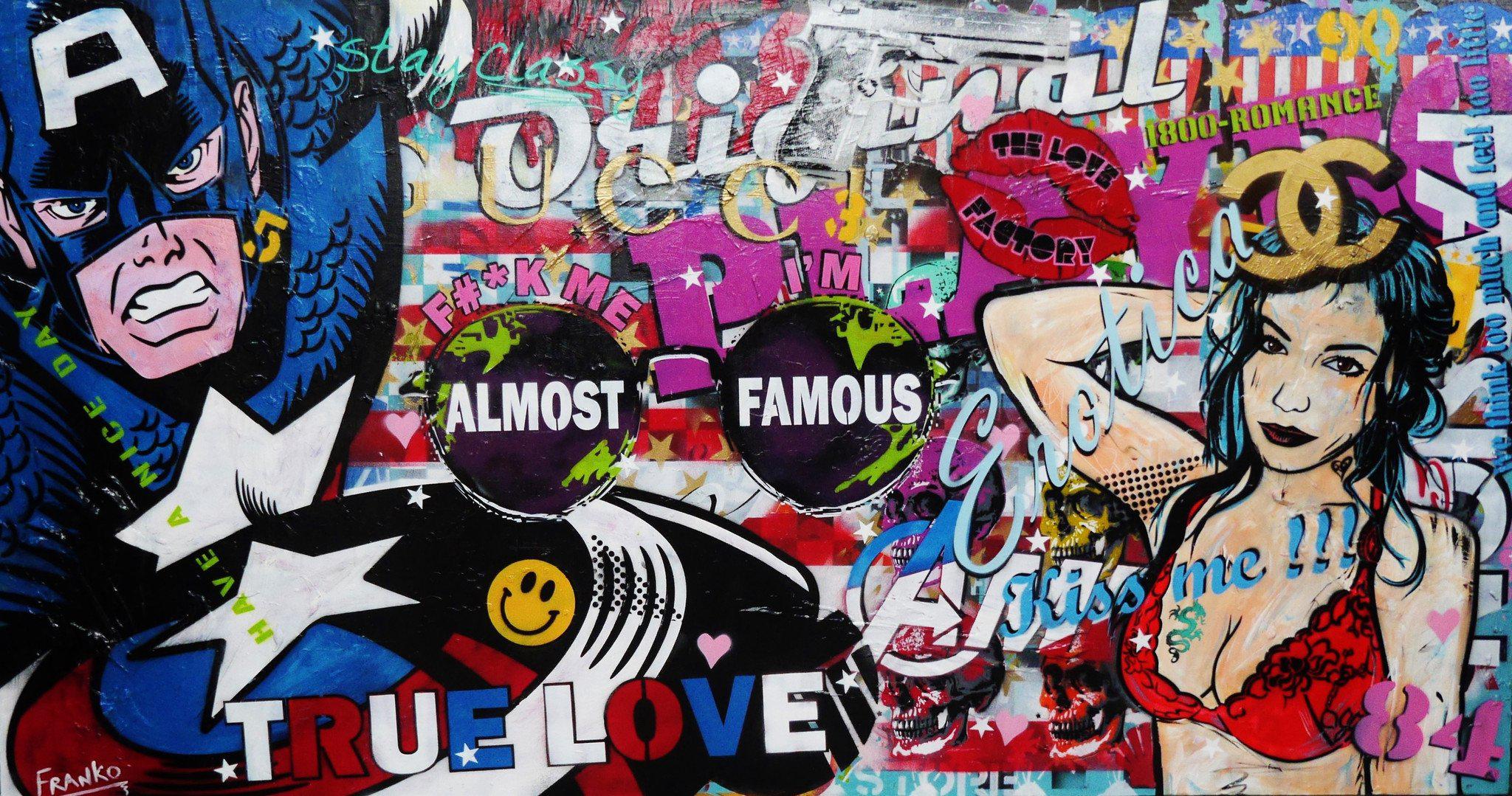 Be Inspired! Urban Pop Captain America (SOLD)-urban pop-[Franko_Artist]-[Australian_artist]-[Gold_Coast]-[Brisbane]-[modern]-[contemporary]-[original]-[Large_artwork]-Franklin Art Studio