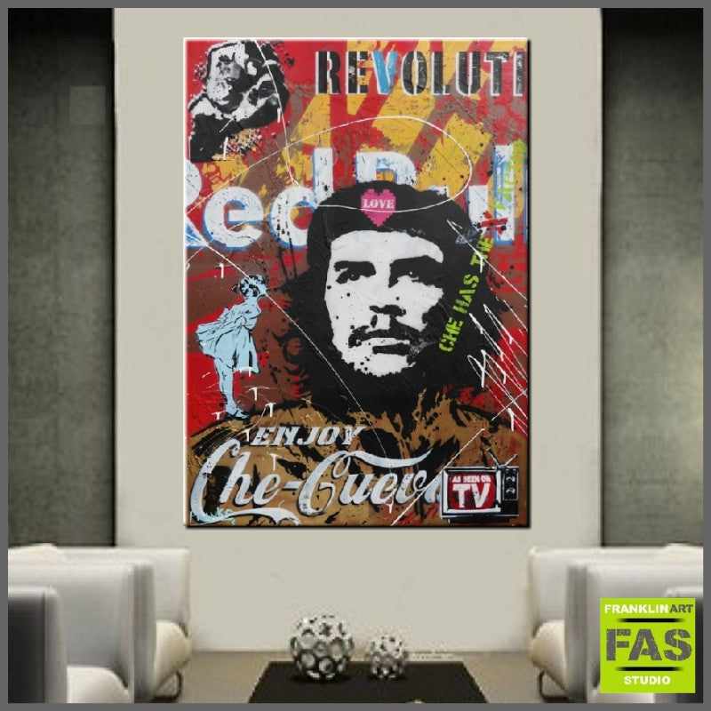 Be Inspired! Urban Pop Che Guevara (SOLD)-urban pop-[Franko_Artist]-[Australian_artist]-[Gold_Coast]-[Brisbane]-[modern]-[contemporary]-[original]-[Large_artwork]-[The_Block]-[Dream_Homes]-[ideas]-[Grand_Designs]-[Art_Lover]-Franklin Art Studio