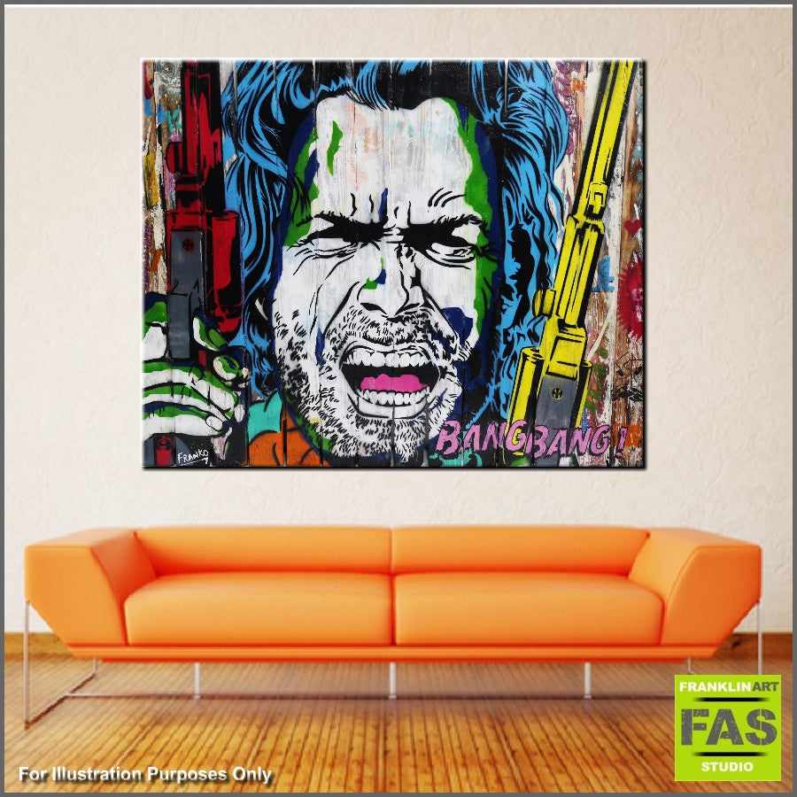 Be Inspired! Urban Pop Colourful Clint Eastwood (SOLD)-urban pop-[Franko_Artist]-[Australian_artist]-[Gold_Coast]-[Brisbane]-[modern]-[contemporary]-[original]-[Large_artwork]-[The_Block]-[Dream_Homes]-[ideas]-[Grand_Designs]-[Art_Lover]-Franklin Art Studio