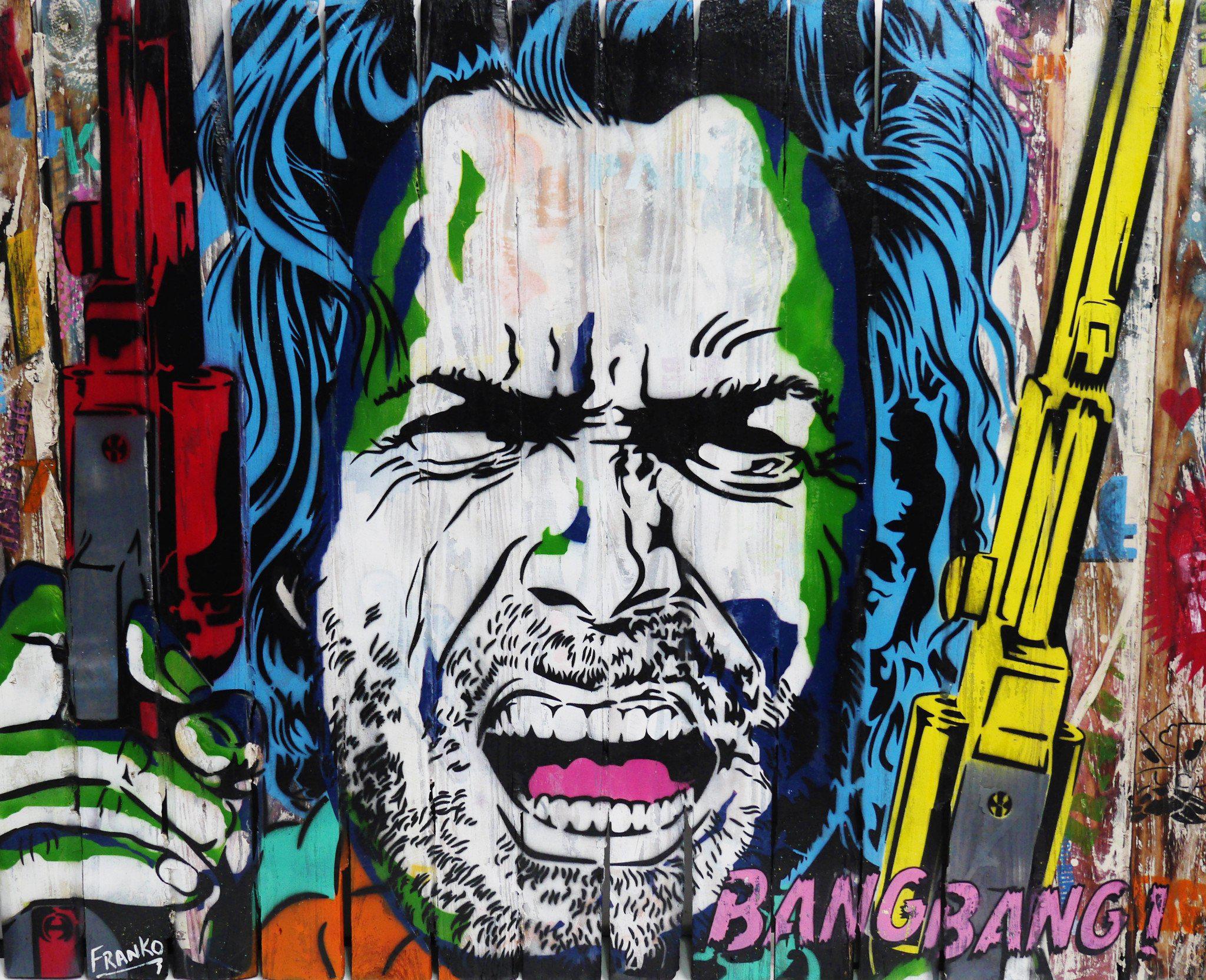 Be Inspired! Urban Pop Colourful Clint Eastwood (SOLD)-urban pop-[Franko_Artist]-[Australian_artist]-[Gold_Coast]-[Brisbane]-[modern]-[contemporary]-[original]-[Large_artwork]-Franklin Art Studio