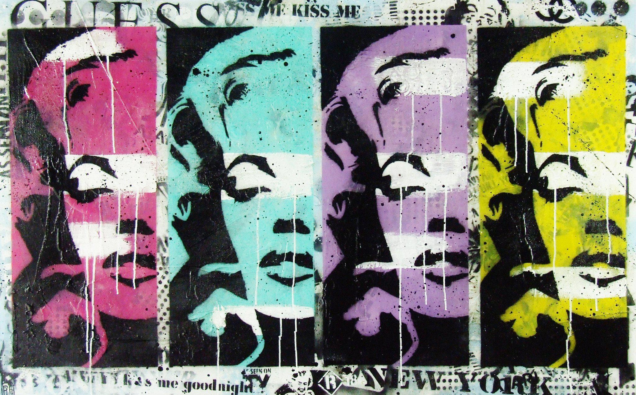 Be Inspired! Urban Pop Colourful Marilyn Monroe (SOLD)-urban pop-[Franko_Artist]-[Australian_artist]-[Gold_Coast]-[Brisbane]-[modern]-[contemporary]-[original]-[Large_artwork]-Franklin Art Studio
