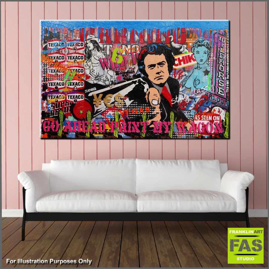 Be Inspired! Urban Pop Dirty Harry Clint (SOLD)-urban pop-[Franko_Artist]-[Australian_artist]-[Gold_Coast]-[Brisbane]-[modern]-[contemporary]-[original]-[Large_artwork]-[The_Block]-[Dream_Homes]-[ideas]-[Grand_Designs]-[Art_Lover]-Franklin Art Studio