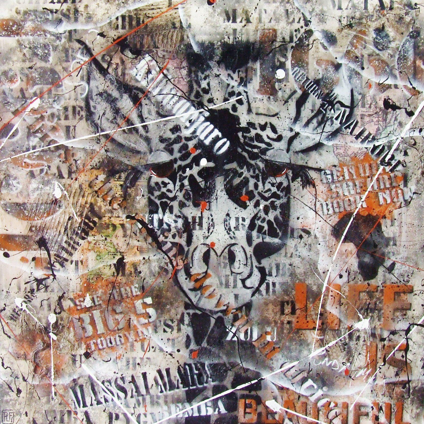 Be Inspired! Urban Pop Giraffe (SOLD)-urban pop-[Franko_Artist]-[Australian_artist]-[Gold_Coast]-[Brisbane]-[modern]-[contemporary]-[original]-[Large_artwork]-Franklin Art Studio