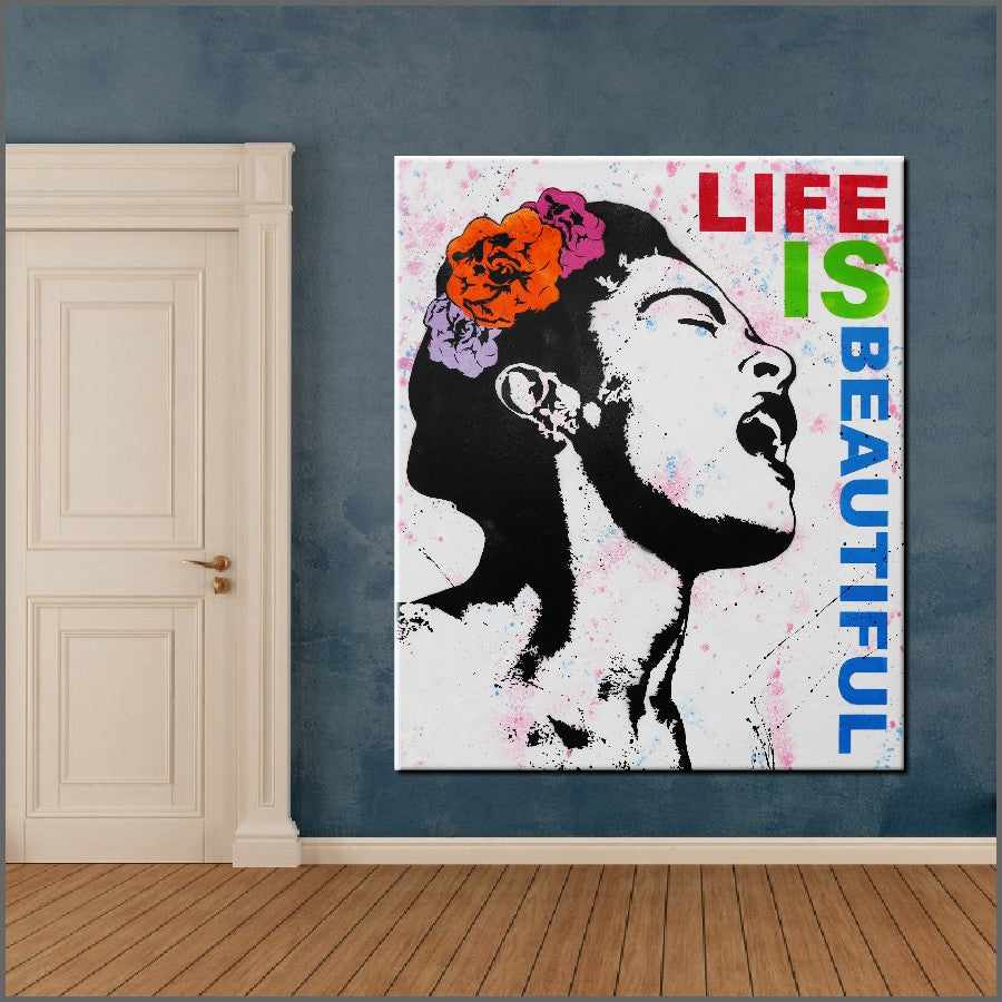 Be Inspired! Urban Pop Life is Beautiful Billy Holiday (SOLD)-urban pop-[Franko_Artist]-[The_Block]-[Dream_Homes]-[ideas]- [Grand_Designs]-Franklin Art Studio