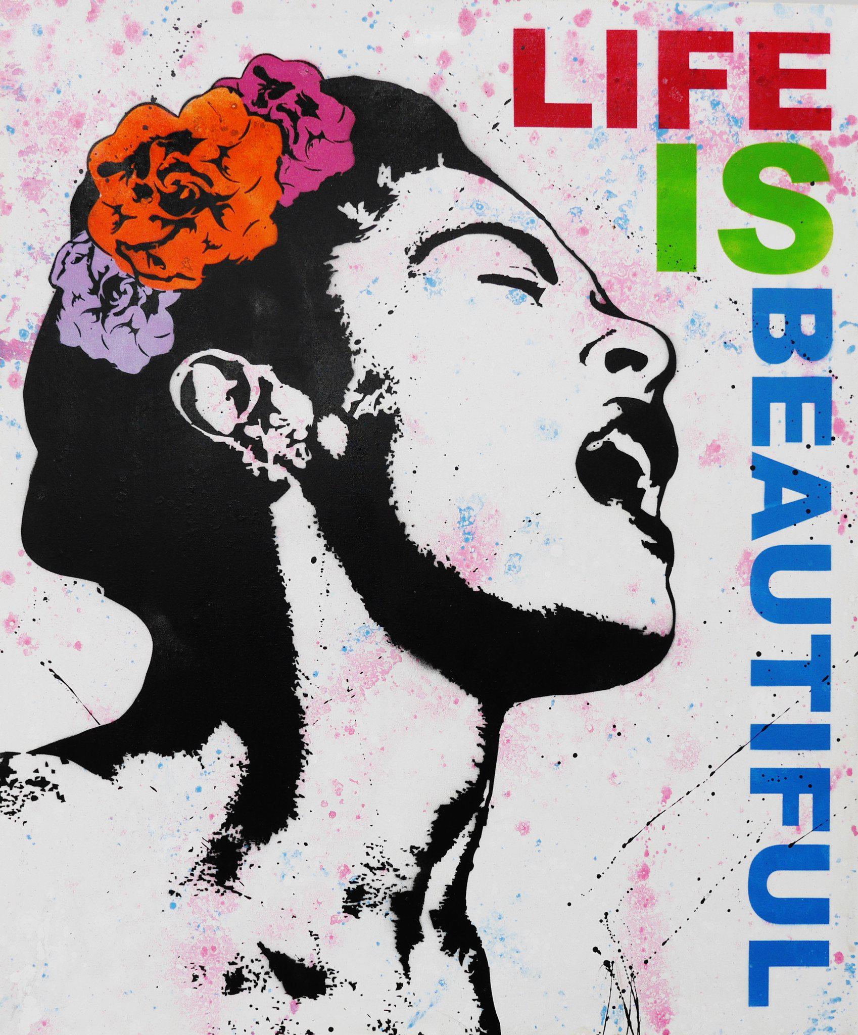 Be Inspired! Urban Pop Life is Beautiful Billy Holiday (SOLD)-urban pop-[Franko_Artist]-[Australian_artist]-[Gold_Coast]-[Brisbane]-[modern]-[contemporary]-[original]-[Large_artwork]-Franklin Art Studio