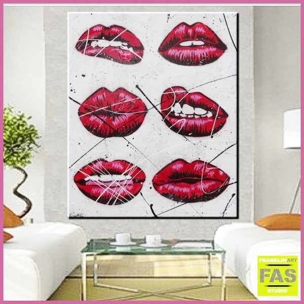 Be Inspired! Urban Pop Lips Mouth (SOLD)-urban pop-[Franko_Artist]-[Australian_artist]-[Gold_Coast]-[Brisbane]-[modern]-[contemporary]-[original]-[Large_artwork]-[The_Block]-[Dream_Homes]-[ideas]-[Grand_Designs]-[Art_Lover]-Franklin Art Studio