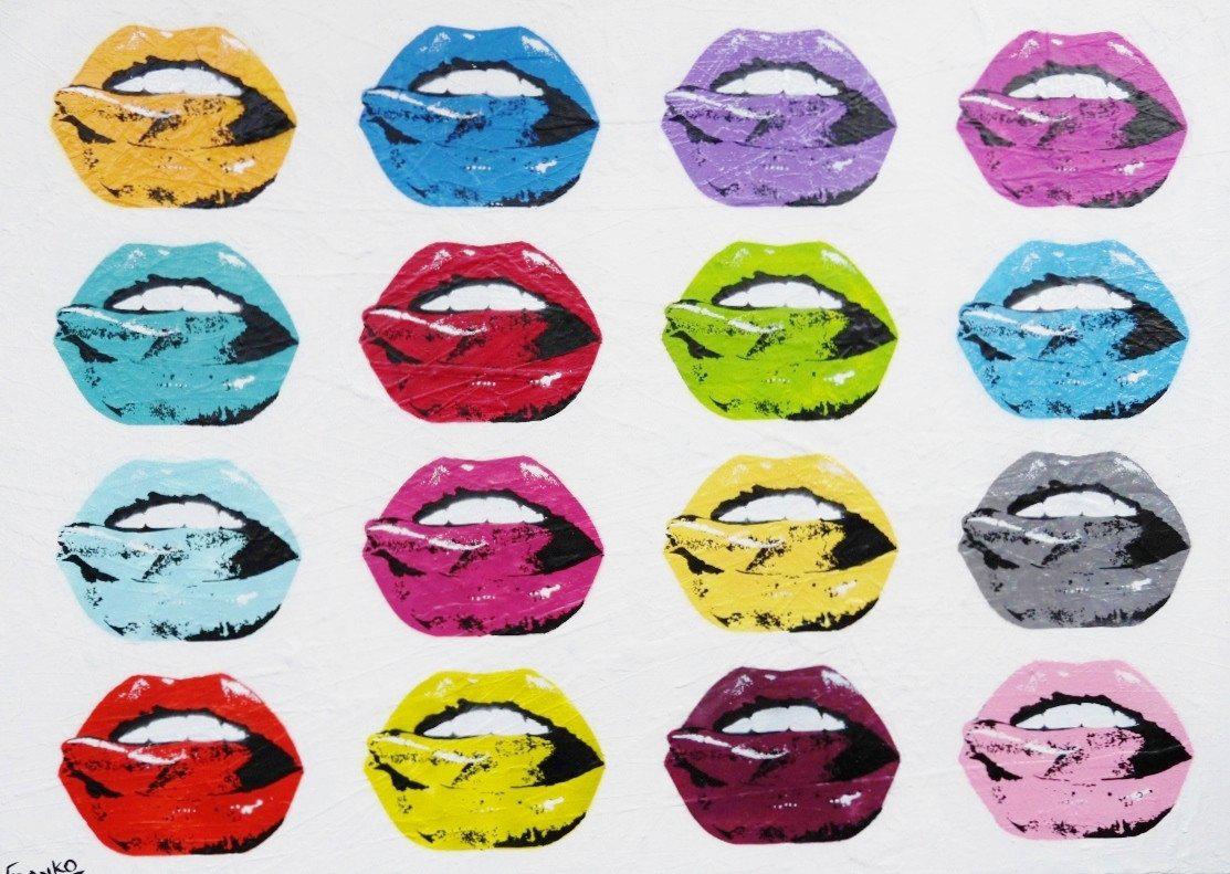 Be Inspired! Urban Pop Lips Tongue (SOLD)-urban pop-[Franko_Artist]-[Australian_artist]-[Gold_Coast]-[Brisbane]-[modern]-[contemporary]-[original]-[Large_artwork]-Franklin Art Studio
