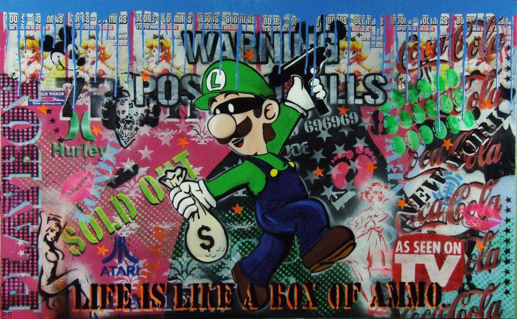 Be Inspired! Urban Pop Luigi Ammo (SOLD)-concrete-[Franko_Artist]-[Australian_artist]-[Gold_Coast]-[Brisbane]-[modern]-[contemporary]-[original]-[Large_artwork]-Franklin Art Studio