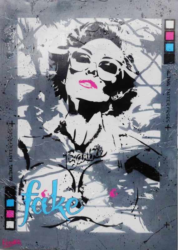 Be Inspired! Urban Pop Madonna Grey (SOLD)-urban pop-[Franko_Artist]-[Australian_artist]-[Gold_Coast]-[Brisbane]-[modern]-[contemporary]-[original]-[Large_artwork]-Franklin Art Studio