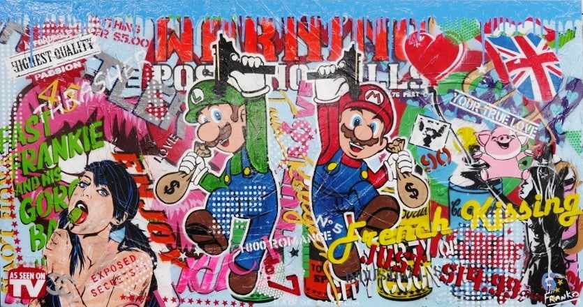 Be Inspired! Urban Pop Mario Brothers (SOLD)-urban pop-[Franko_Artist]-[Australian_artist]-[Gold_Coast]-[Brisbane]-[modern]-[contemporary]-[original]-[Large_artwork]-Franklin Art Studio