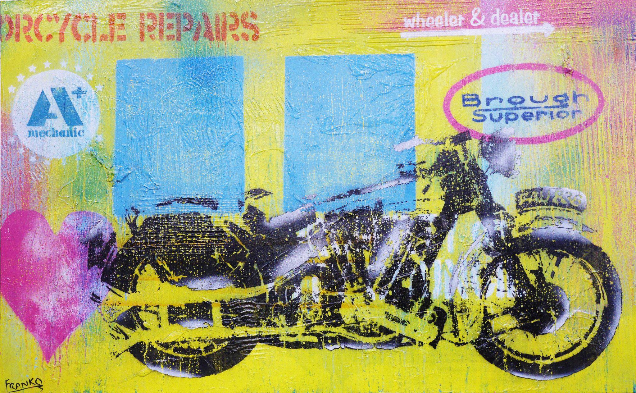 Be Inspired! Urban Pop Motorbike (SOLD)-urban pop-[Franko_Artist]-[Australian_artist]-[Gold_Coast]-[Brisbane]-[modern]-[contemporary]-[original]-[Large_artwork]-Franklin Art Studio