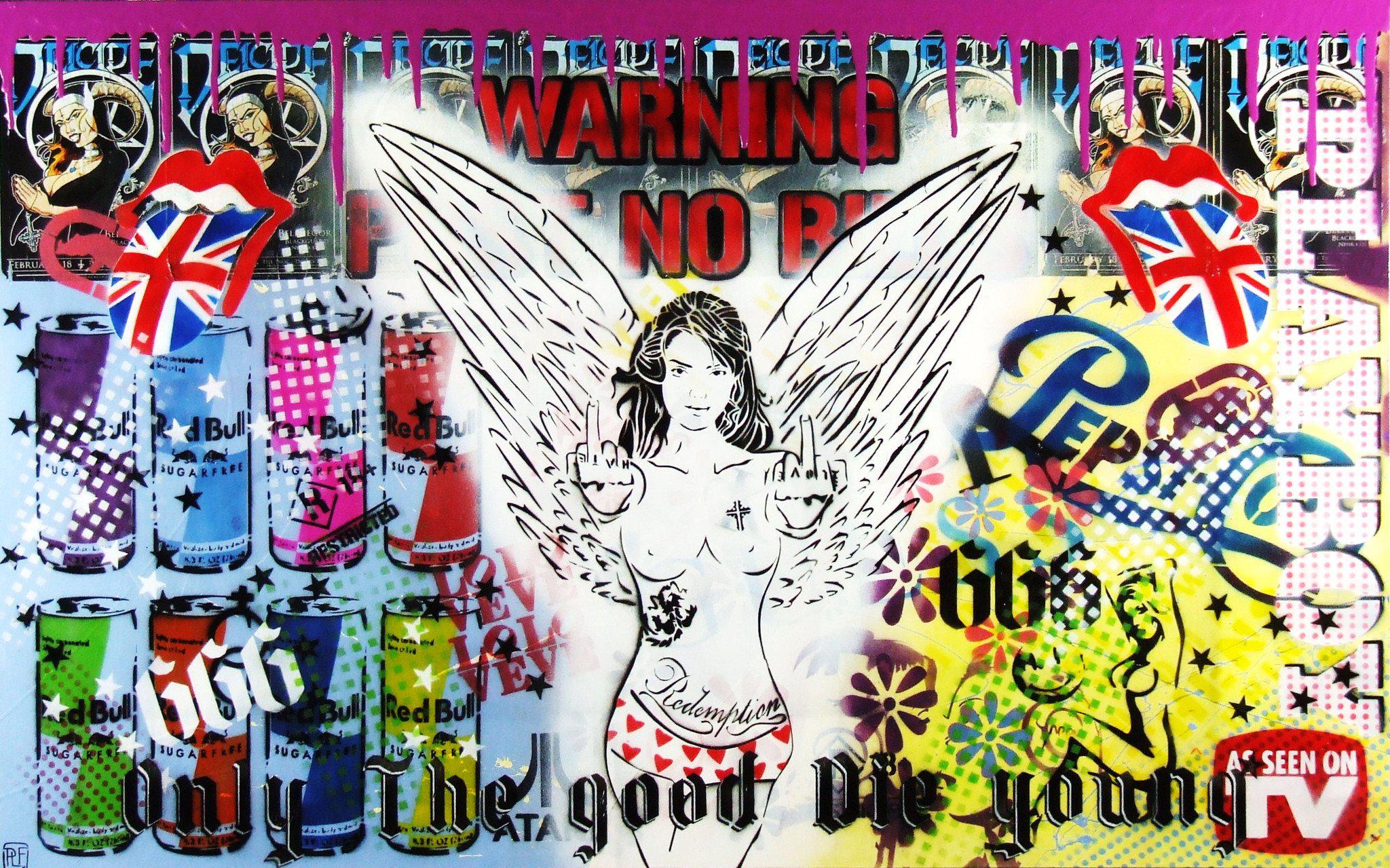 Be Inspired! Urban Pop Nude Angel (SOLD)-urban pop-[Franko_Artist]-[Australian_artist]-[Gold_Coast]-[Brisbane]-[modern]-[contemporary]-[original]-[Large_artwork]-Franklin Art Studio