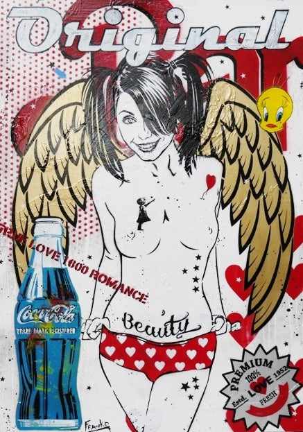 Be Inspired! Urban Pop Nude Angel (SOLD)-urban pop-[Franko_Artist]-[Australian_artist]-[Gold_Coast]-[Brisbane]-[modern]-[contemporary]-[original]-[Large_artwork]-Franklin Art Studio