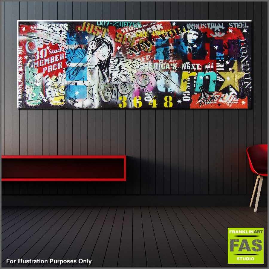 Be Inspired! Urban Pop Nude Headphone Angel (SOLD)-urban pop-[Franko_Artist]-[Australian_artist]-[Gold_Coast]-[Brisbane]-[modern]-[contemporary]-[original]-[Large_artwork]-[The_Block]-[Dream_Homes]-[ideas]-[Grand_Designs]-[Art_Lover]-Franklin Art Studio