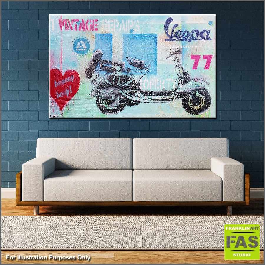 Be Inspired! Urban Pop Scooter (SOLD)-urban pop-[Franko_Artist]-[Australian_artist]-[Gold_Coast]-[Brisbane]-[modern]-[contemporary]-[original]-[Large_artwork]-[The_Block]-[Dream_Homes]-[ideas]-[Grand_Designs]-[Art_Lover]-Franklin Art Studio