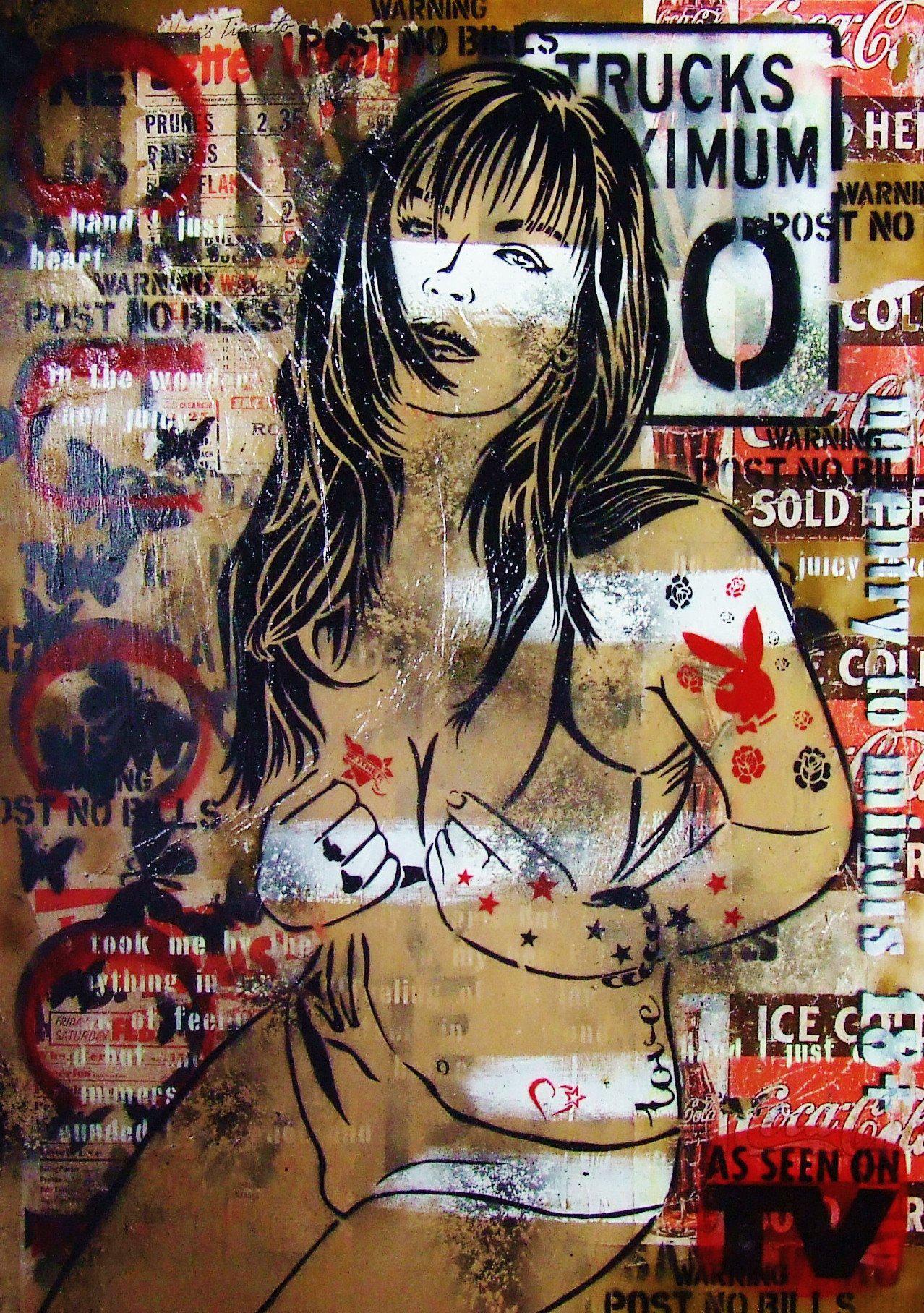 Be Inspired! Urban Pop Sexy Chick Brown (SOLD)-urban pop-[Franko_Artist]-[Australian_artist]-[Gold_Coast]-[Brisbane]-[modern]-[contemporary]-[original]-[Large_artwork]-Franklin Art Studio