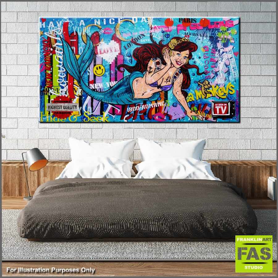 Be Inspired! Urban Pop The Little Mermaid (SOLD)-urban pop-[Franko_Artist]-[Australian_artist]-[Gold_Coast]-[Brisbane]-[modern]-[contemporary]-[original]-[Large_artwork]-[The_Block]-[Dream_Homes]-[ideas]-[Grand_Designs]-[Art_Lover]-Franklin Art Studio