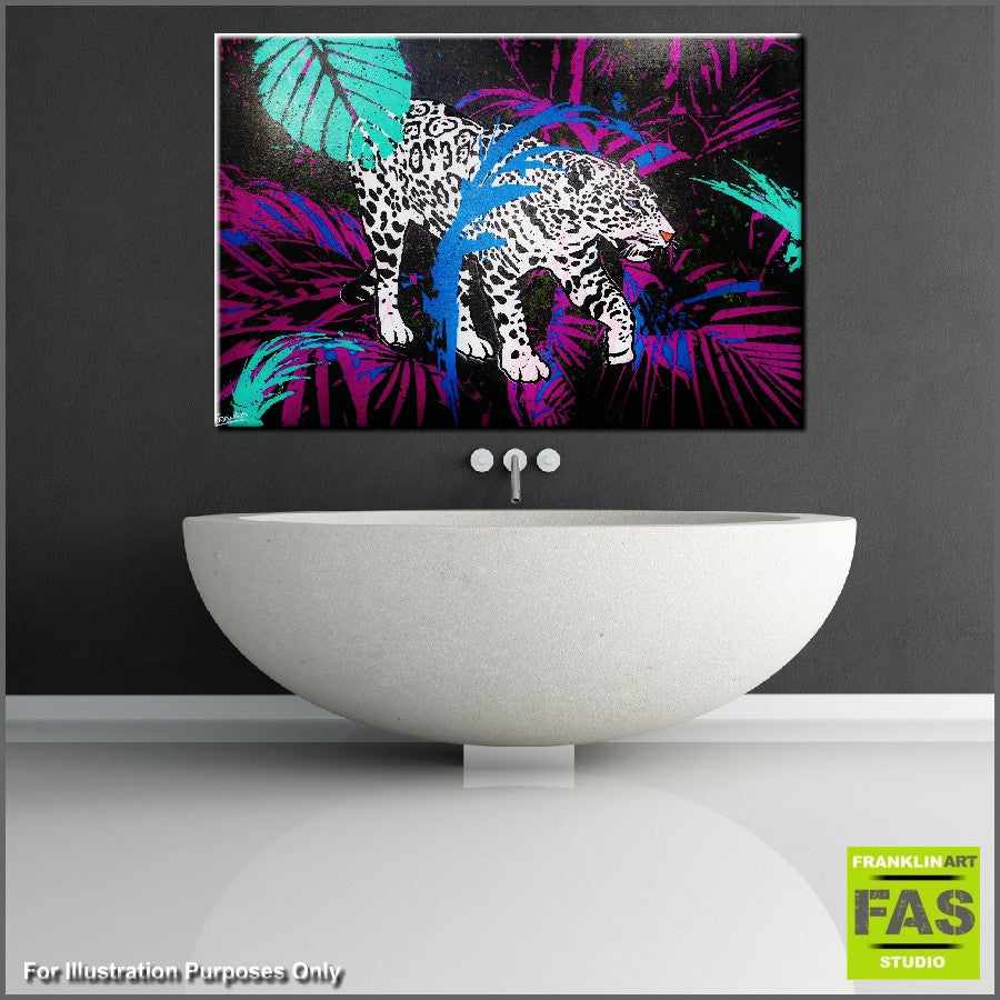 Be Inspired! Urban Pop White Leopard (SOLD)-urban pop-[Franko_Artist]-[Australian_artist]-[Gold_Coast]-[Brisbane]-[modern]-[contemporary]-[original]-[Large_artwork]-[The_Block]-[Dream_Homes]-[ideas]-[Grand_Designs]-[Art_Lover]-Franklin Art Studio