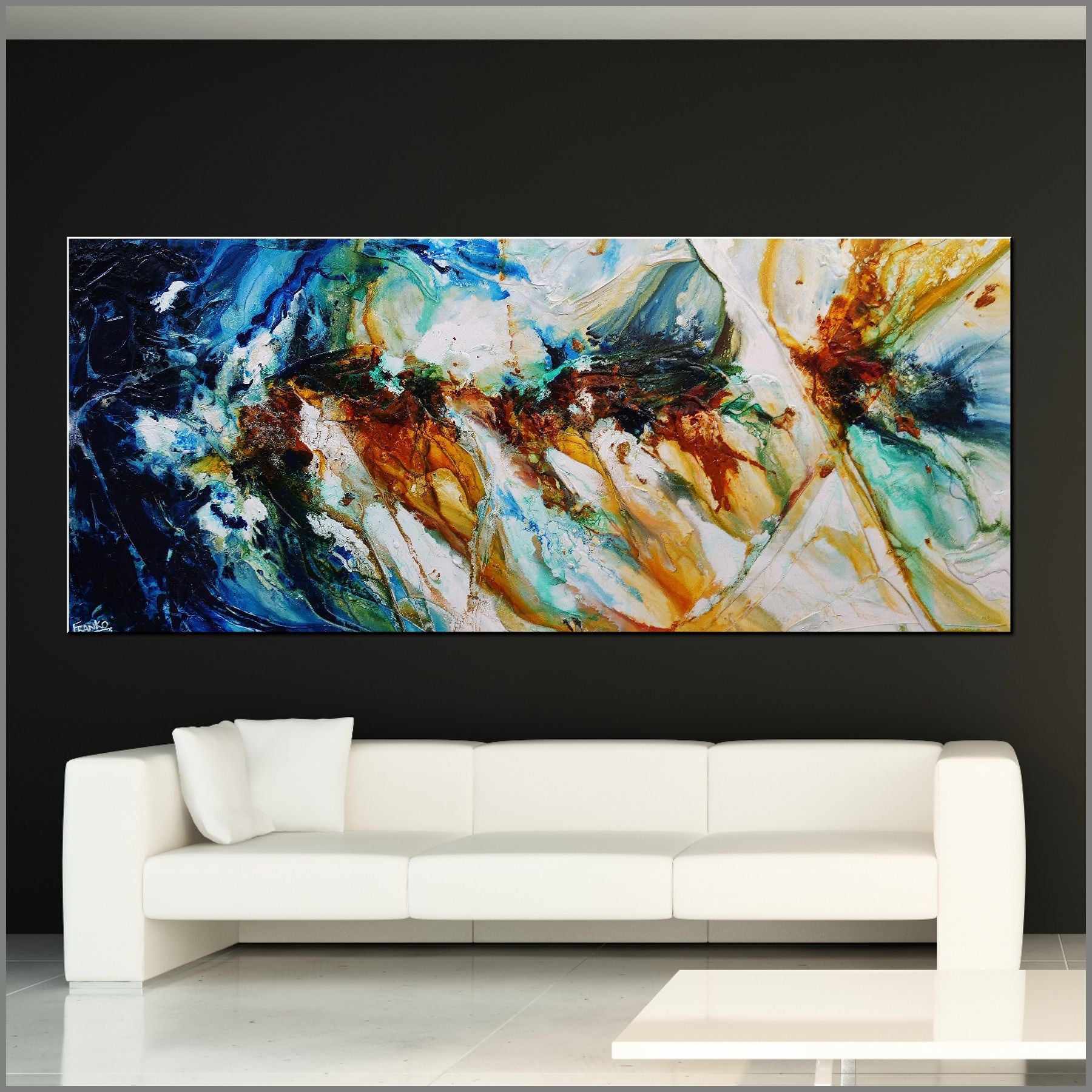 Beaches 240cm x 100cm Sienna Green Textured Abstract Painting (SOLD)-Abstract-[Franko_Artist]-[Australian_artist]-[Gold_Coast]-[Brisbane]-[modern]-[contemporary]-[original]-[Large_artwork]-[The_Block]-[Dream_Homes]-[ideas]-[Grand_Designs]-[Art_Lover]-Franklin Art Studio