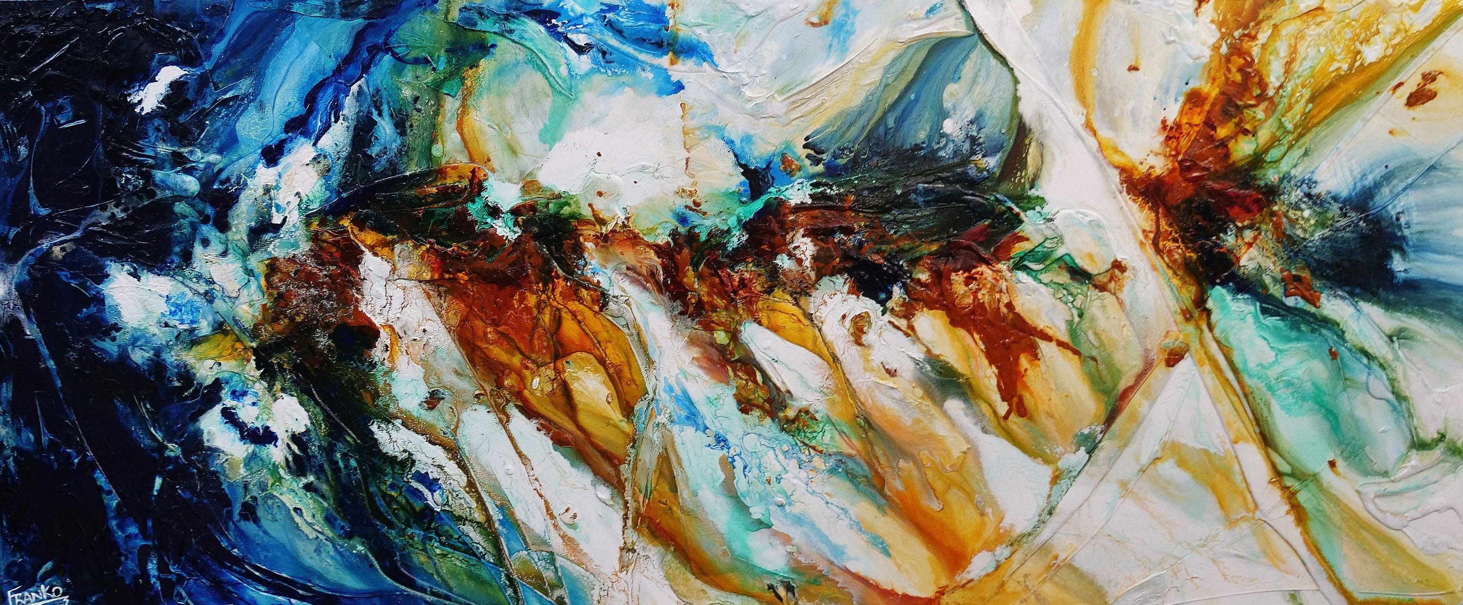 Beaches 240cm x 100cm Sienna Green Textured Abstract Painting (SOLD)-Abstract-[Franko_Artist]-[Australian_artist]-[Gold_Coast]-[Brisbane]-[modern]-[contemporary]-[original]-[Large_artwork]-Franklin Art Studio