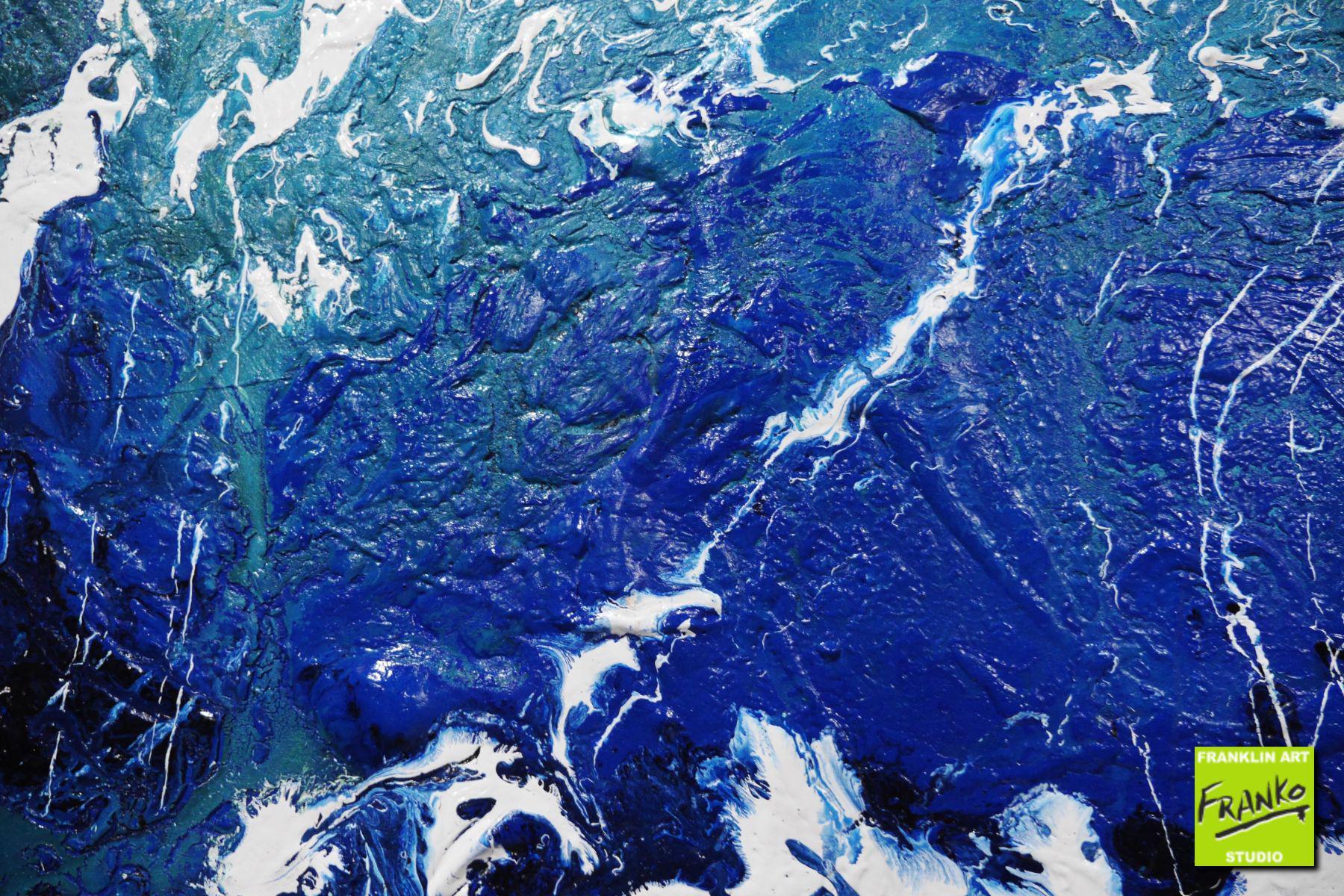 Beaches 270cm x 120cm Cream White Blue Textured Abstract Painting (SOLD)