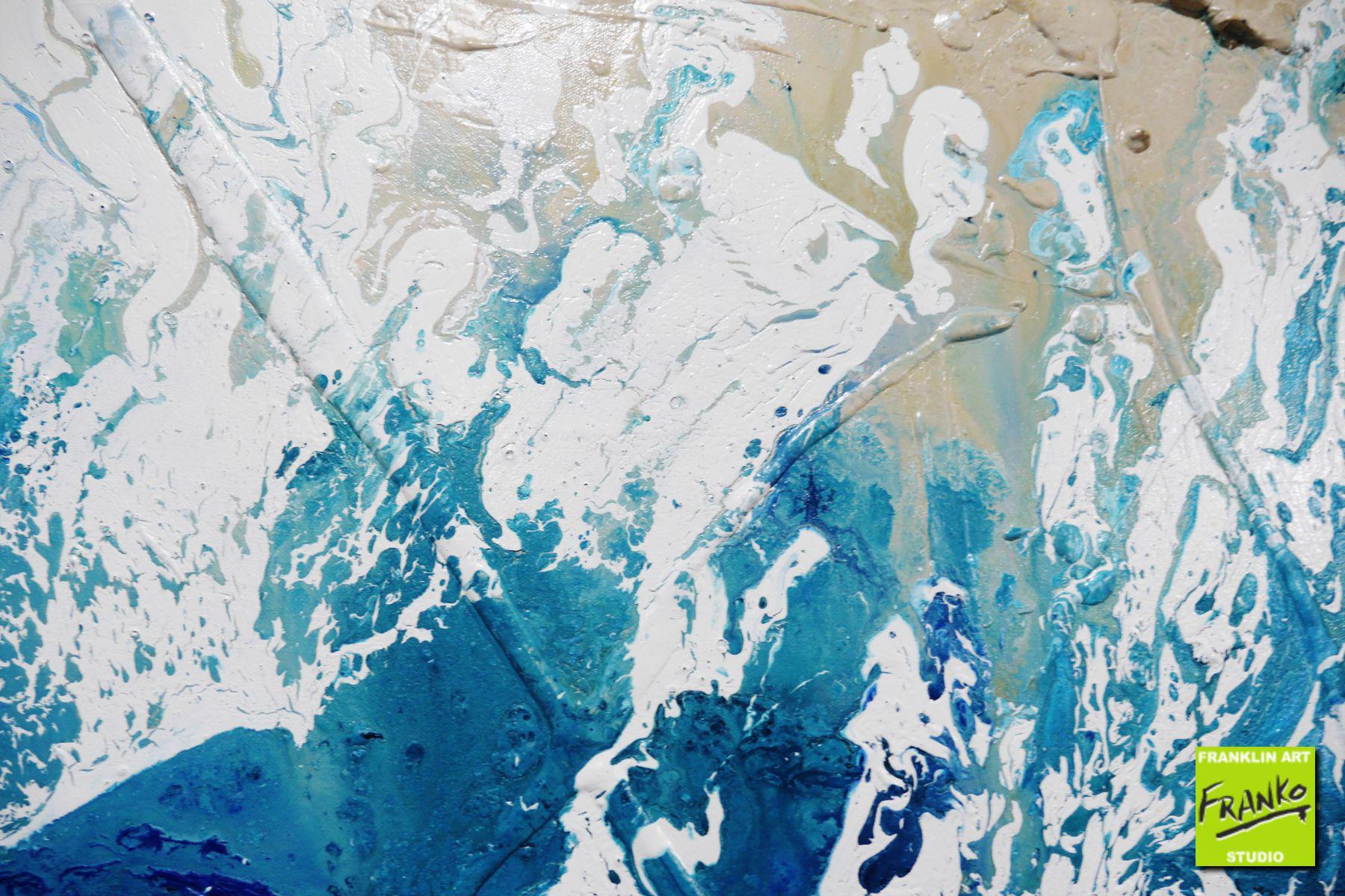 Beaches 270cm x 120cm Cream White Blue Textured Abstract Painting (SOLD)-Abstract-[Franko]-[Artist]-[Australia]-[Painting]-Franklin Art Studio