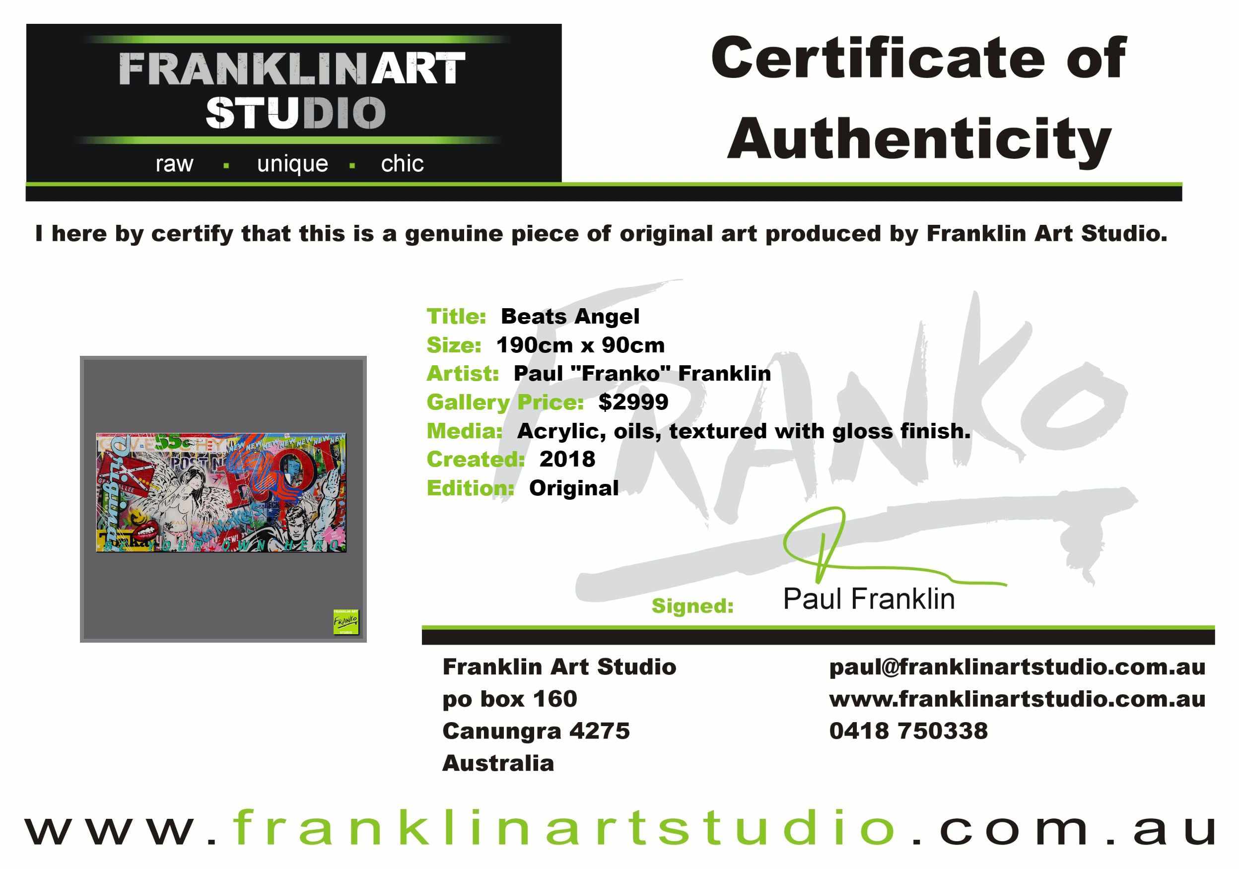 Beats Angel 190cm x 90cm Nude Angel Textured Urban Pop Art Painting (SOLD)-urban pop-[Franko_Artist]-[The_Block]-[Dream_Homes]-[ideas]- [Grand_Designs]-Franklin Art Studio