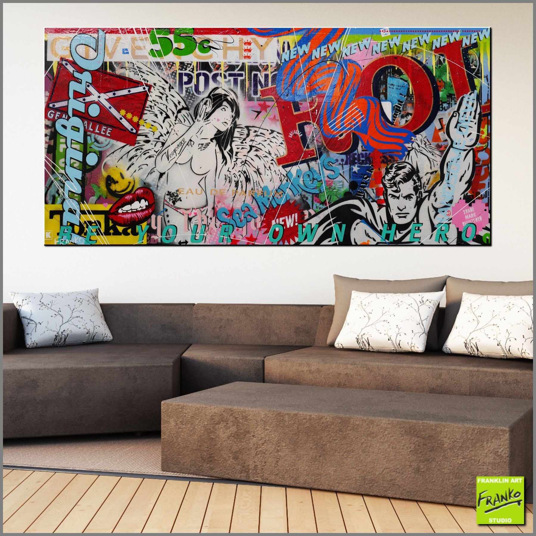 Beats Angel 190cm x 90cm Nude Angel Textured Urban Pop Art Painting (SOLD)-urban pop-[Franko_Artist]-[Australian_artist]-[Gold_Coast]-[Brisbane]-[modern]-[contemporary]-[original]-[Large_artwork]-[The_Block]-[Dream_Homes]-[ideas]-[Grand_Designs]-[Art_Lover]-Franklin Art Studio