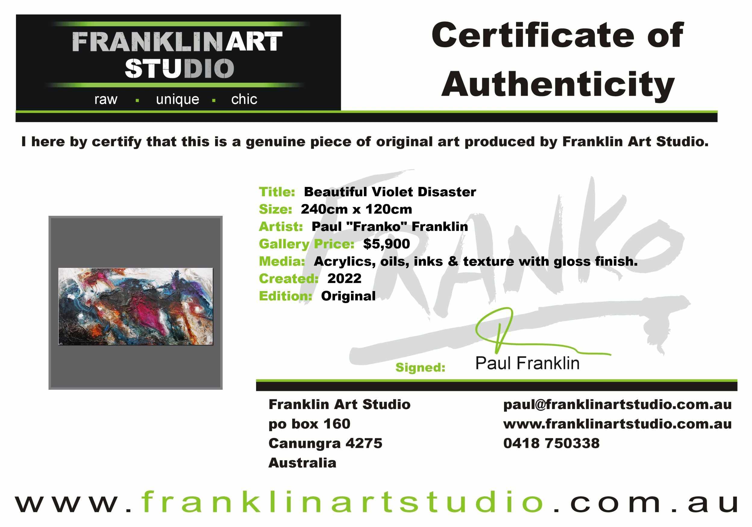 Beautiful Disaster 240cm x 120cm Black Navy Violet Textured Abstract Painting (SOLD)-Abstract-[Franko_Artist]-[The_Block]-[Dream_Homes]-[ideas]- [Grand_Designs]-Franklin Art Studio