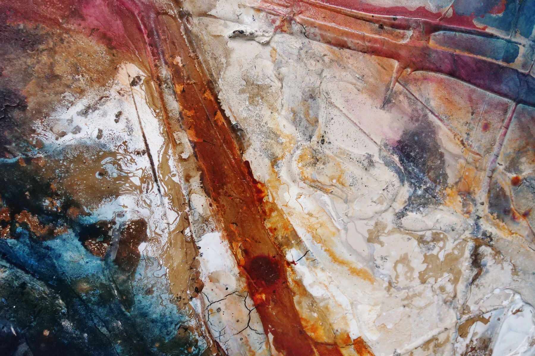 Beautiful Disaster 240cm x 120cm Black Navy Violet Textured Abstract Painting (SOLD)